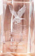 3D Laser  Etched Crystal Glass Paperweight Eagle Landing with Legs Outstretched