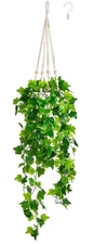 1 Pack Fake Hanging Plants with Macrame Hanger Artificial Vines in Pot Decor
