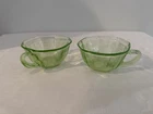 Set of 2 Anchor Hocking Princess Green Uranium Glass Tea Cup Vintage