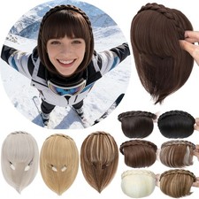 Headband Topper with Bangs Hair Fringe Braid Hairband Chunky Clip in Hairpieces