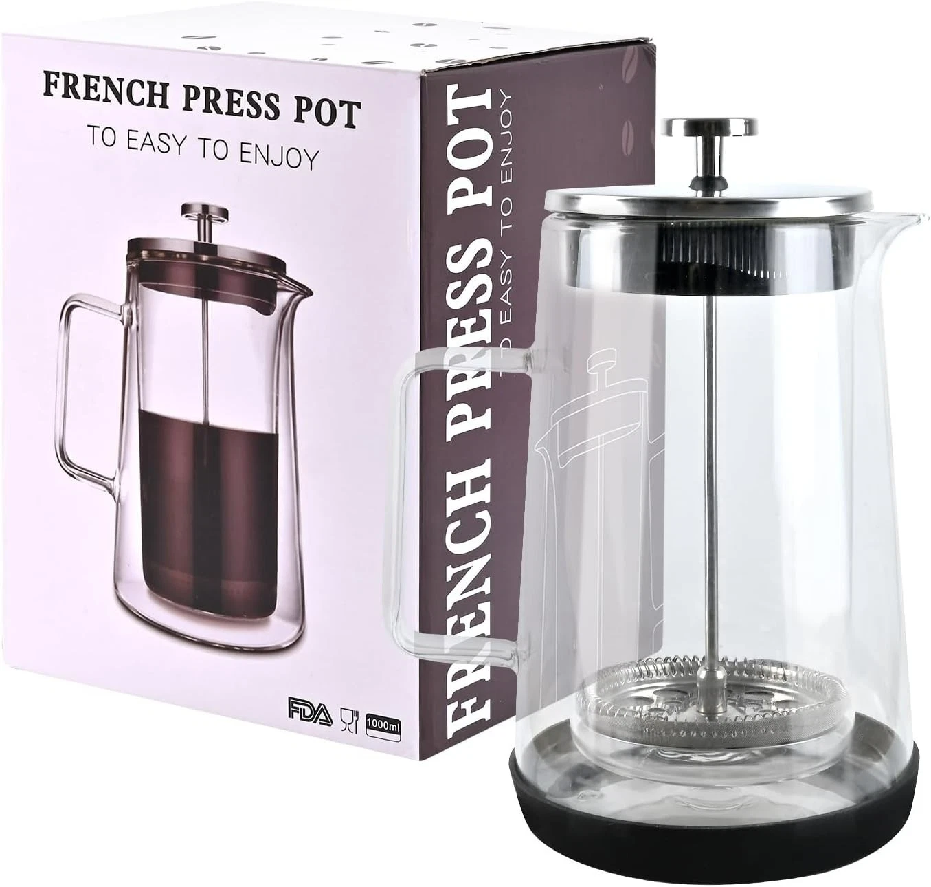 The jze Glass French Press, easy to clean glass press coffee maker, 22oz/650m...
Opens in a new wind