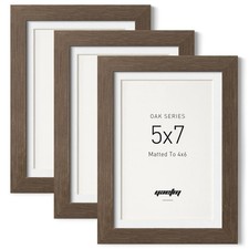Yaetm 5x7 Picture Frame with Mat for 4x6 – Brown Walnut, Rustic Solid Wood