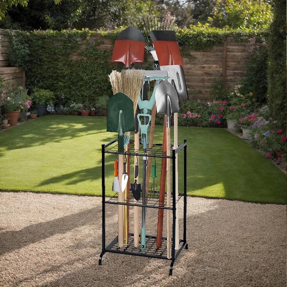 Organizador de herramientas de jardín, portaherramientas de patio exterior, organización y almacenamiento de garaje Foto 2 de 4