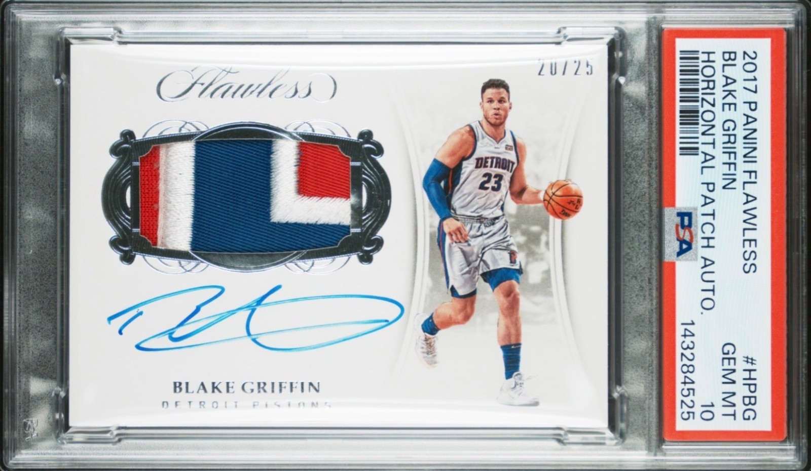 2017 PANINI FLAWLESS BLAKE GRIFFIN GAME WORN PATCH AUTO /25 #HPBG PSA 10 *POP 1* view 4