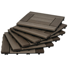 Outsunny 27 Pcs Wooden Interlocking Decking Tiles, 30 x 30 cm per piece, Grey