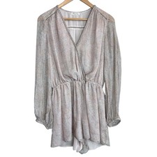 LoveShackFancy Silk Metallic Lurex Romper Dress Sz Small Boho Pink Long Sleeve