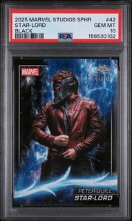STAR LORD 2025 Topps Marvel Studios Sapphire Black Refractor 5/10 PSA 10 (POP 1)