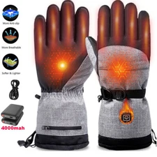 Heated Gloves Electric Rechargeable Battery Hand Warm Windproof Thermal Winter