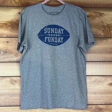 Life is Good Mens Tee T-Shirt Medium "Sunday Funday" Football Short Sleeve Gray