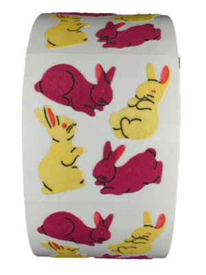 400 Rabbit Stickers in roll of 100 modules (2''x2''), each sticker 1-1/8'', RFZ0301