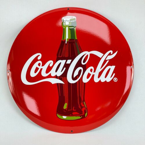 XL Coca Cola Emailschild gewölbtes Emailleschild enamel sign Ø 50 cm - Afbeelding 1 van 3