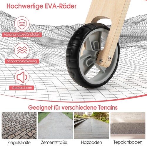 2in1 Kinderroller Laufrad Kleinkinderroller Holz Scooter mit Abnehmbar Sitz - Bild 4 von 8