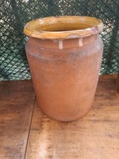 ANCIEN POT A GRAISSE EN TERRE VERNISSE JAUNE