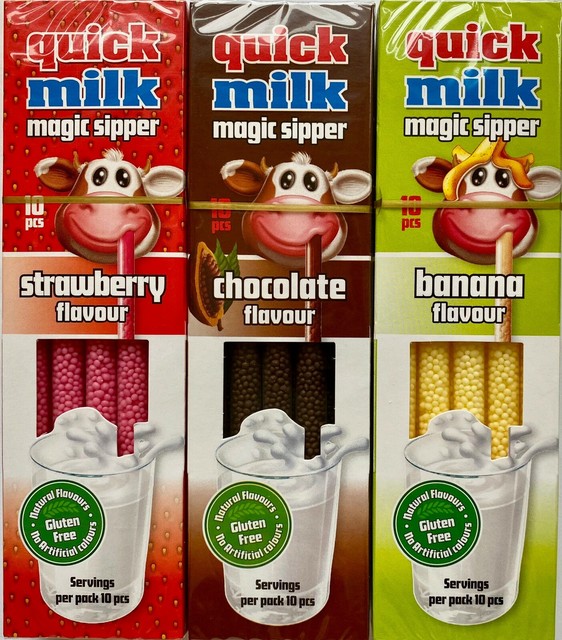 Quick Milk Magic Sipper 15 Straws Banana Flavour 3x5 Packs or 6 Packs
