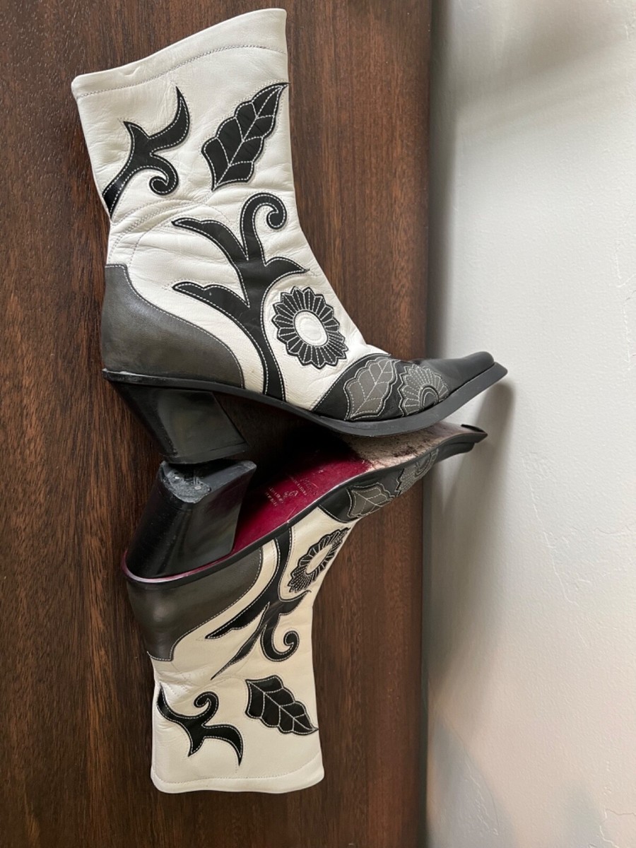 MATERIA PRIMA GOFFREDO FANTINI 6 BLACK IVORY LEATHER FLORAL