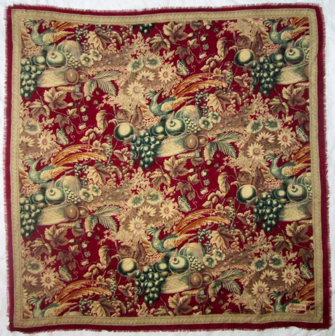 Foulard ECHO 100% Soie Vintage - Carré 67x68 Cm - Marron - Made In Japan