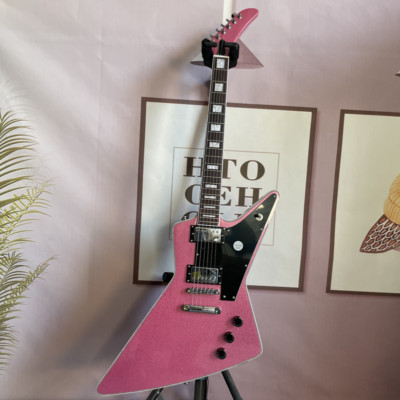 Pink Explorer Electric Guitar Solid HPL Fretboard H-H Pickups Mahogany Body