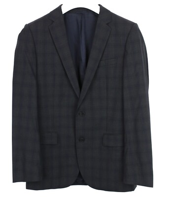 Hugo Boss Amaro/Heise Blazer Herren US 38R Super 130 Wolle Kariert Futter Kerbe