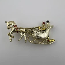 Gerry's Brooch Sleigh Ride Dickens Style Christmas Pin, Pre-Owned. Jewelry