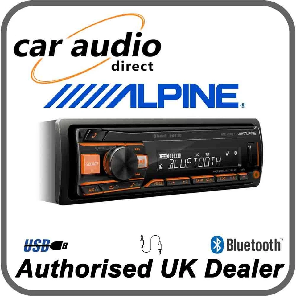 Alpine UTE-200BT - Mechless Bluetooth MP3 FLAC USB AUX Car Stereo RDS Tuner - Image 2 of 2