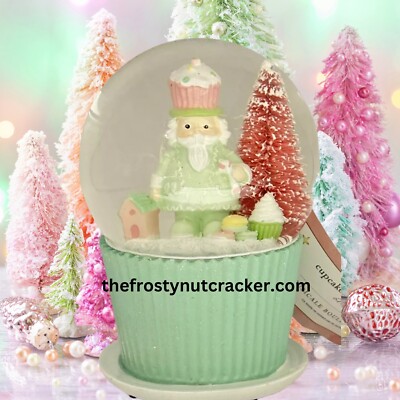 Cupcakes and Cashmere Nutcracker Cupcake Baker Musical Pastel Blue Snow Globe