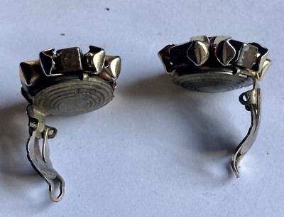 Boucles D'oreilles Vintage Louis Rousselet - Style Art Déco Années 40/50 - Pâte De Verre Bleu - Clips