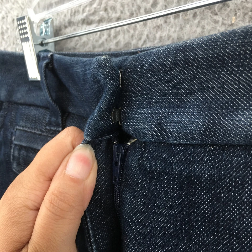 Ann Taylor Straight & Pencil Skirts Womens 0 Blue Dark Wash Denim Zip Fly Casual - Image 2 of 4