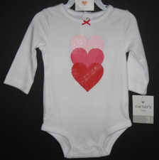 CARTER'S Hearts Long Sleeved One Piece Snap Top - 3 Month NWT Valentine's Day
