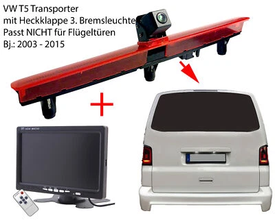 JEJO DIGITAL Rückfahrkamera Transporter Multivan Volkswagen VW T5 3. Bremsleuchte mit Monitor