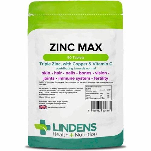 Zinc Max (Triple Strength Zinc, Copper & Vitamin C) 90 Tablets eBay