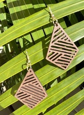 1 Pair Laser Cut Wooden Dangle Earrings Boho Style.