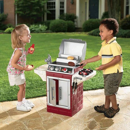 Kids Play Bbq Grill Hamburger Ages 2-7 In/Outdoor Fun Multicolor No Batteries - Picture 4 of 5