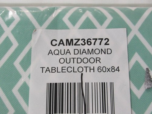 Aqua Diamond Tablecloth 60x84 geometric polyester new in pkg - Picture 3 of 7