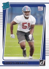 2021 DONRUSS #323 AZEEZ OJULARI RATED ROOKIES RC ROOKIE NEW YORK GIANTS FOOTBALL