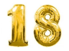 40" Large 18 Gold Number Balloons 18th Birthday Anniversary Foil Float Helium