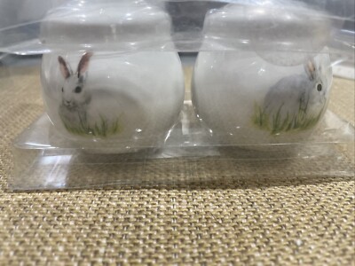 New Salt & Pepper Shakers Set Ceramic White with Bunny Rabbits
