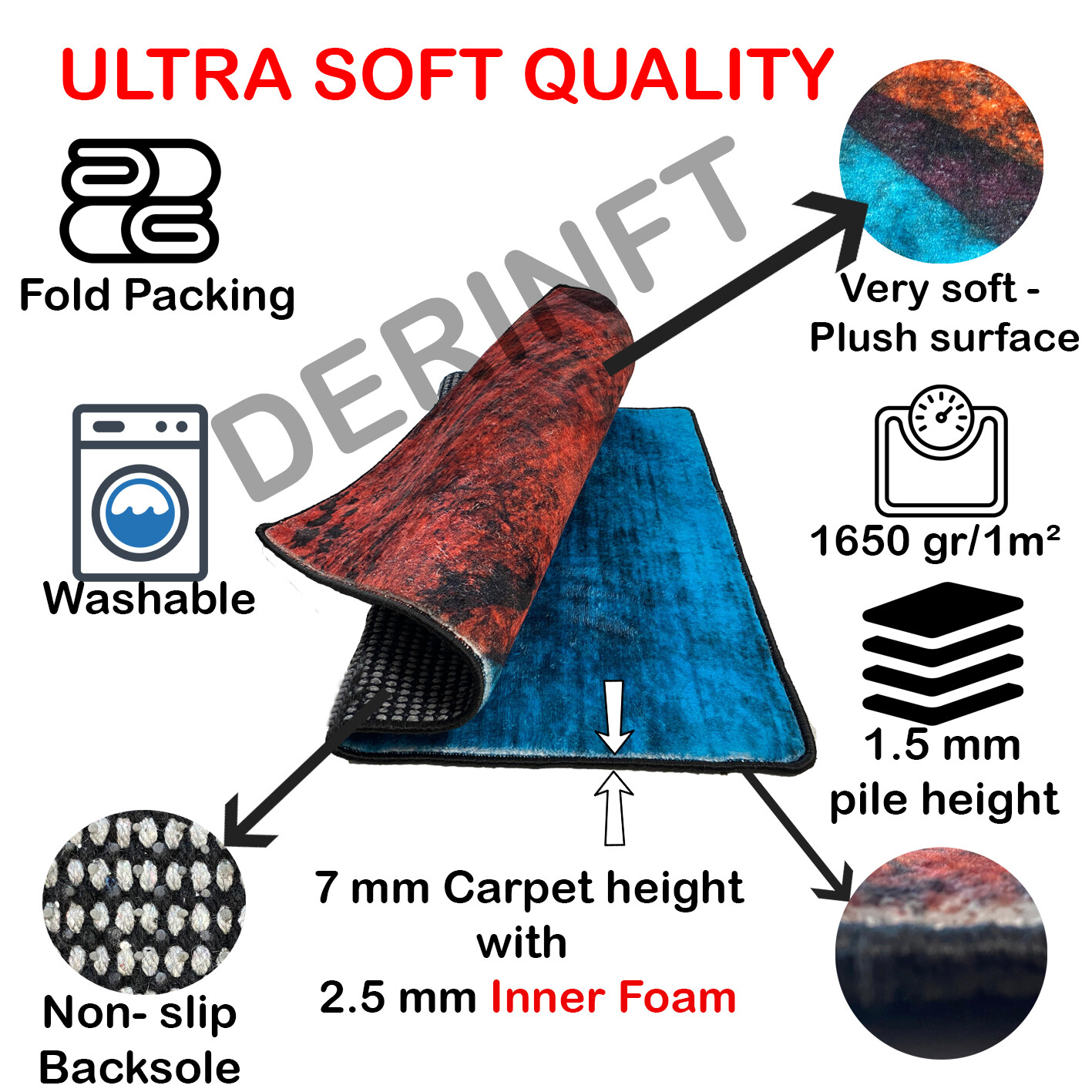 Area Rug,Modern Rug, Washable Rug,Nonslip Floor Carpet,Home Decor