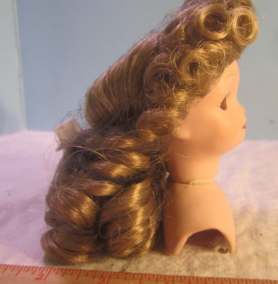 Vintage Light brown HONEY SHORT CURLS KANEKALON synthetic doll wig  8'' DIAMETER