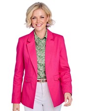Ladies Women's Tailored Jacket With Chic Edge-to-edge Design In A Stylish Linen