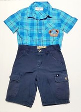 Set of shirt and cargo shorts, blue for boys , size 4T