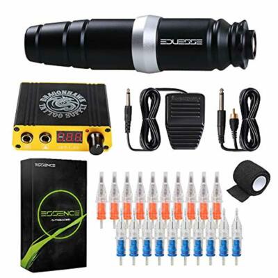Dragonhawk Essence Pen Style Rotary Tattoo Machine Kit 20pcs Sea Cartridges RCA