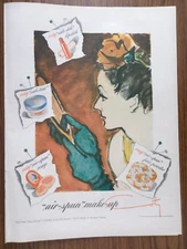 1943 Coty Ad  Air-Spun Make-Up Lipstick sub-tint Rouge Face Powder