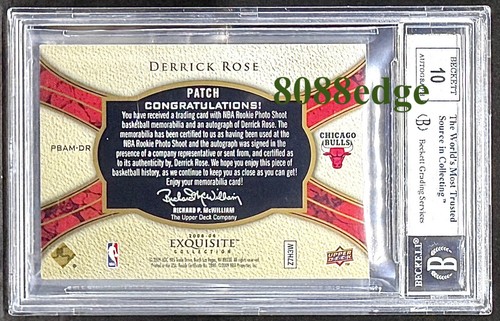 2008-09 EXQUISITE ROOKIE LOGO PATCH AUTO: DERRICK ROSE #16/50 RC AUTOGRAPH BGS - Picture 2 of 5