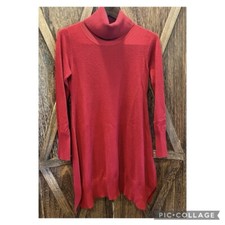 Patrizia Luca Red Knit Sweater Dress Turtleneck Casual Professional XS