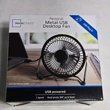 Mainstays 4 inch Dia Metal Personal Fan, USB, 360-degree Tilt, Black