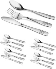 15 Piece Stainl Steel Kids Cutlery, Child and Toddler Safe Flatware,