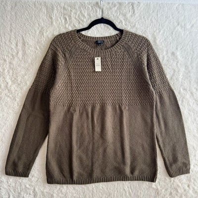 Talbots Sweater Women s Large Olive Cashmere Blend Cable Knit Preppy Office NEW