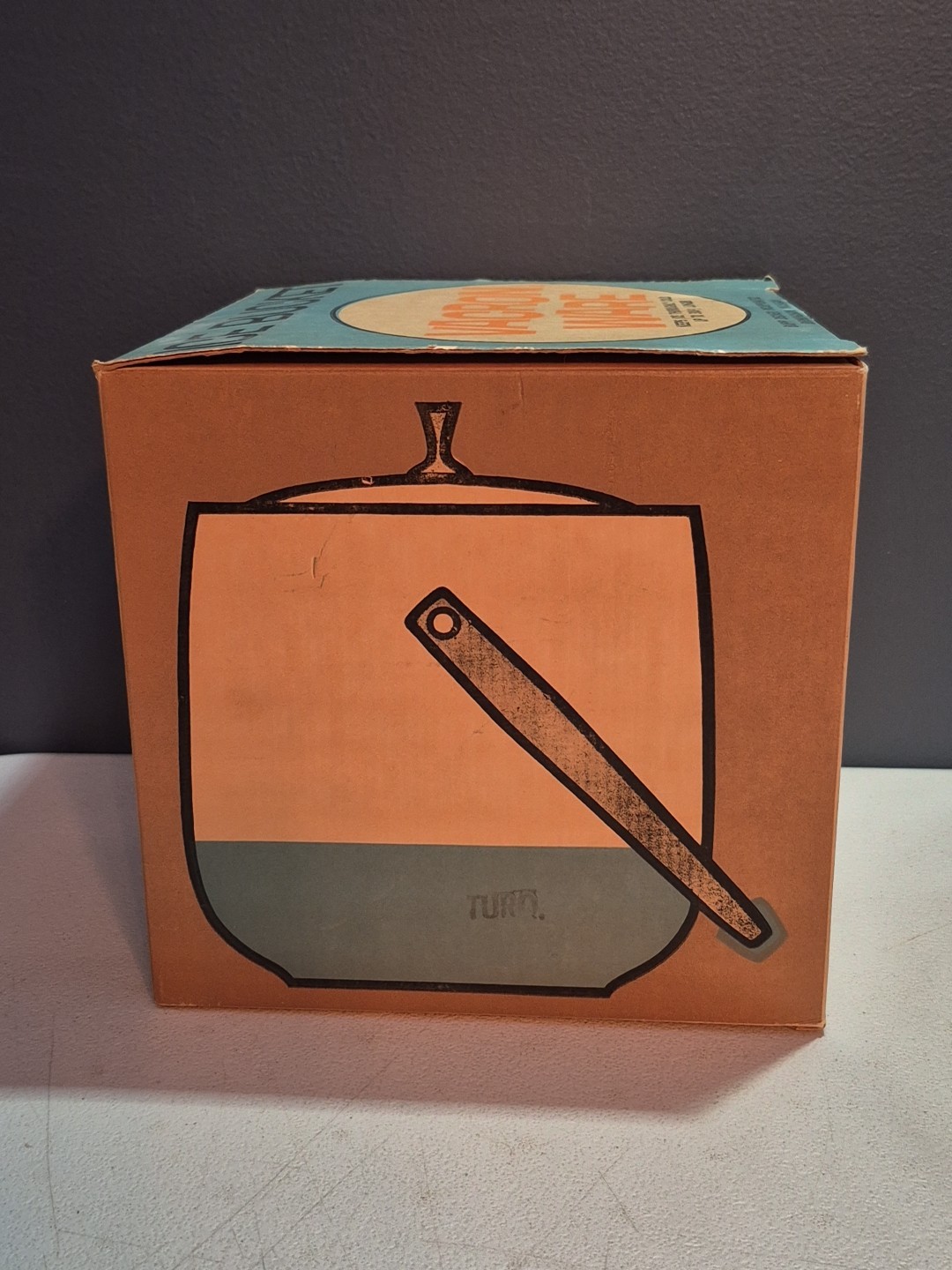 MCM Cream/Brown BOPP-DECKER VACRON Vintage Ice Bucket w/ Chrome Handle