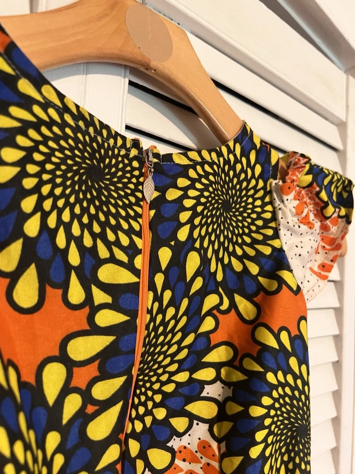 Vestido NIGERIANO AFRICANO Niños Niñas Talla 6 Hecho a Mano Maxi Hombro Abierto Alineado Foto 4 de 4