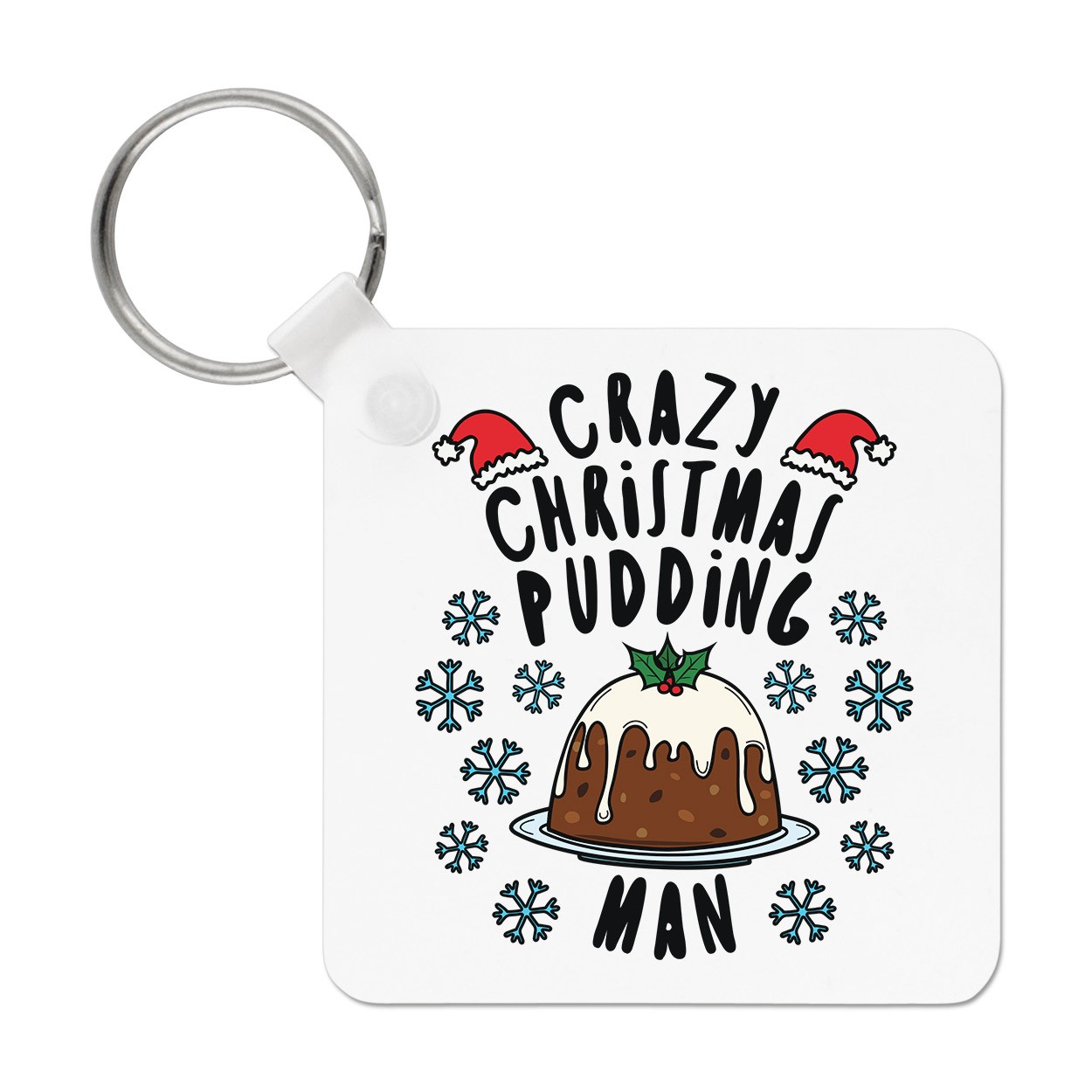 Crazy Christmas Pudding Man Snowflakes Keyring Key Chain - Funny Secret Santa